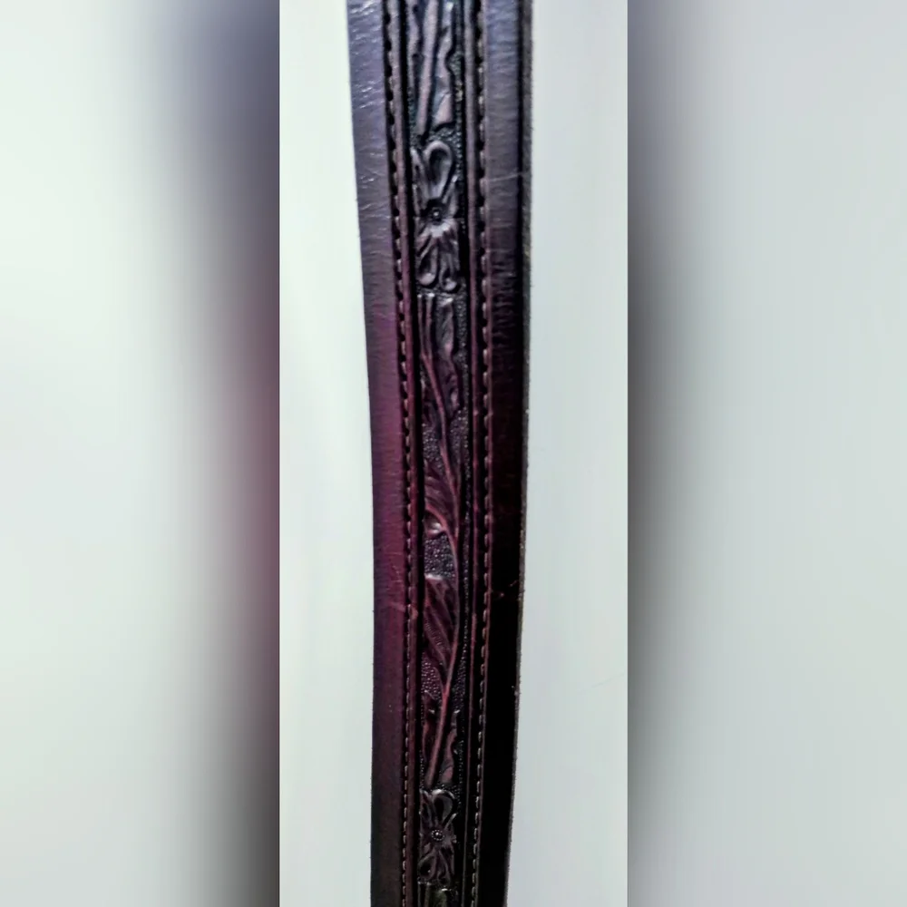 LEATHER MEN'S BELT WESTERN HANDMADE,  FILIGREE SILVER BUCKLE, ⭐ CONCHOS Sz 42-46 - Picture 4 of 15